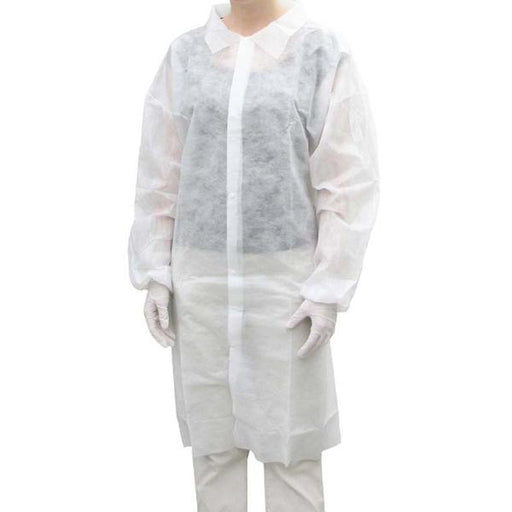Polypropylene Labcoat No Pockets | White 38 gsm 10 ea/Bag 3 Bags/Case
