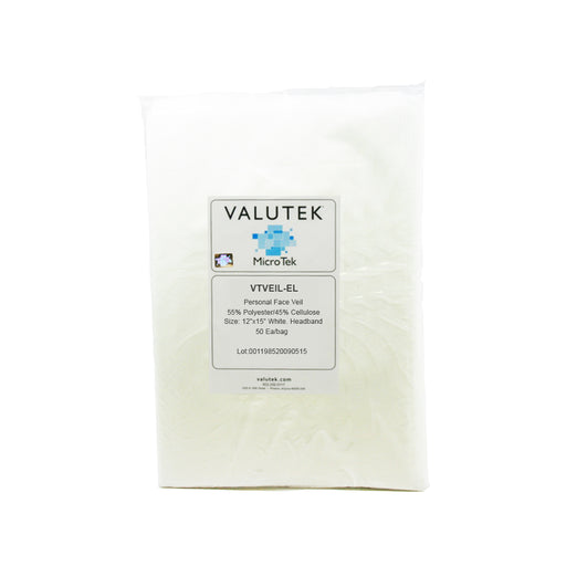 Spunlace Nonwoven Cellulose-Polyester Face Veil White 17 gsm 50 ea/Bag 3 Bags/Case